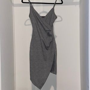 Body con asymmetrical plaid dress